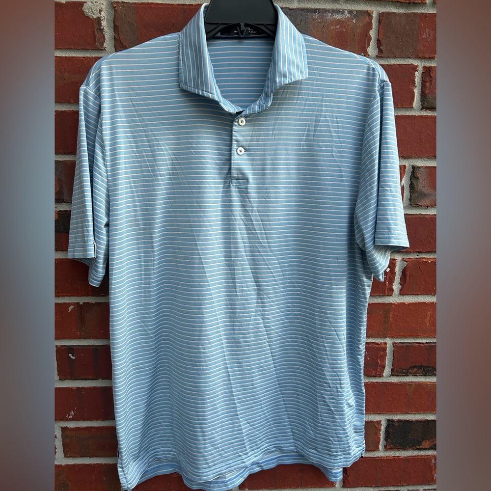 Ralph Lauren RLX Men's Golf Short Sleeve Medium Blue Striped Polo Shirt M1